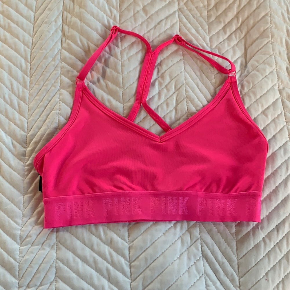 PINK neon pink sports bra (no padding)